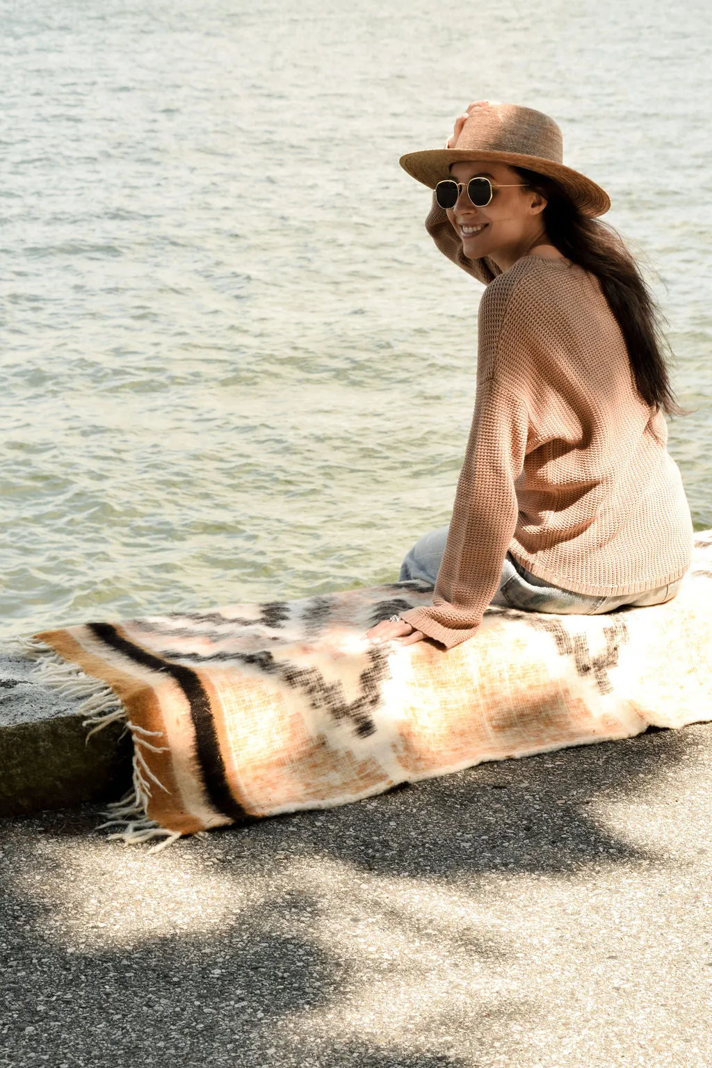 Santiago Wool Blanket  //  Mustard/Grey/Peach