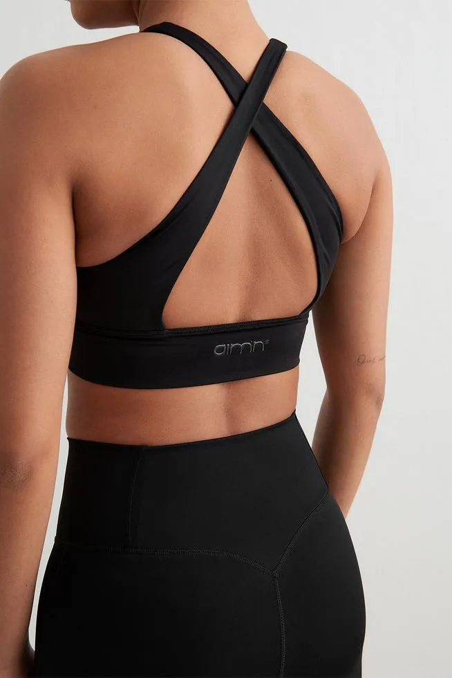 Sculpting Crossed Back Bra | Black