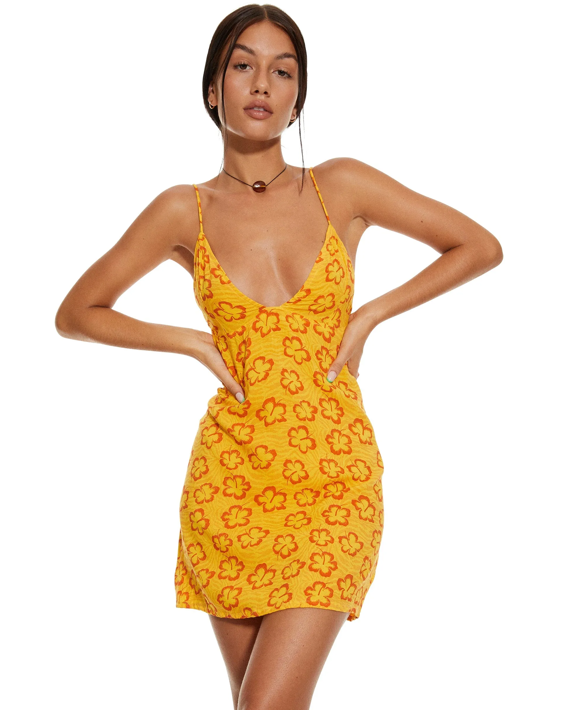 SENOR DRESS HIBISCUS ZEBRA ORANGE
