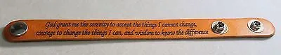 SERENITY PRAYER LASER ENGRAVED LEATHER BRACELET ADJUSTABLE