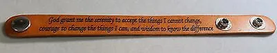 SERENITY PRAYER LASER ENGRAVED LEATHER BRACELET ADJUSTABLE