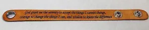 SERENITY PRAYER LASER ENGRAVED LEATHER BRACELET ADJUSTABLE