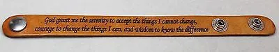 SERENITY PRAYER LASER ENGRAVED LEATHER BRACELET ADJUSTABLE