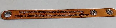 SERENITY PRAYER LASER ENGRAVED LEATHER BRACELET ADJUSTABLE