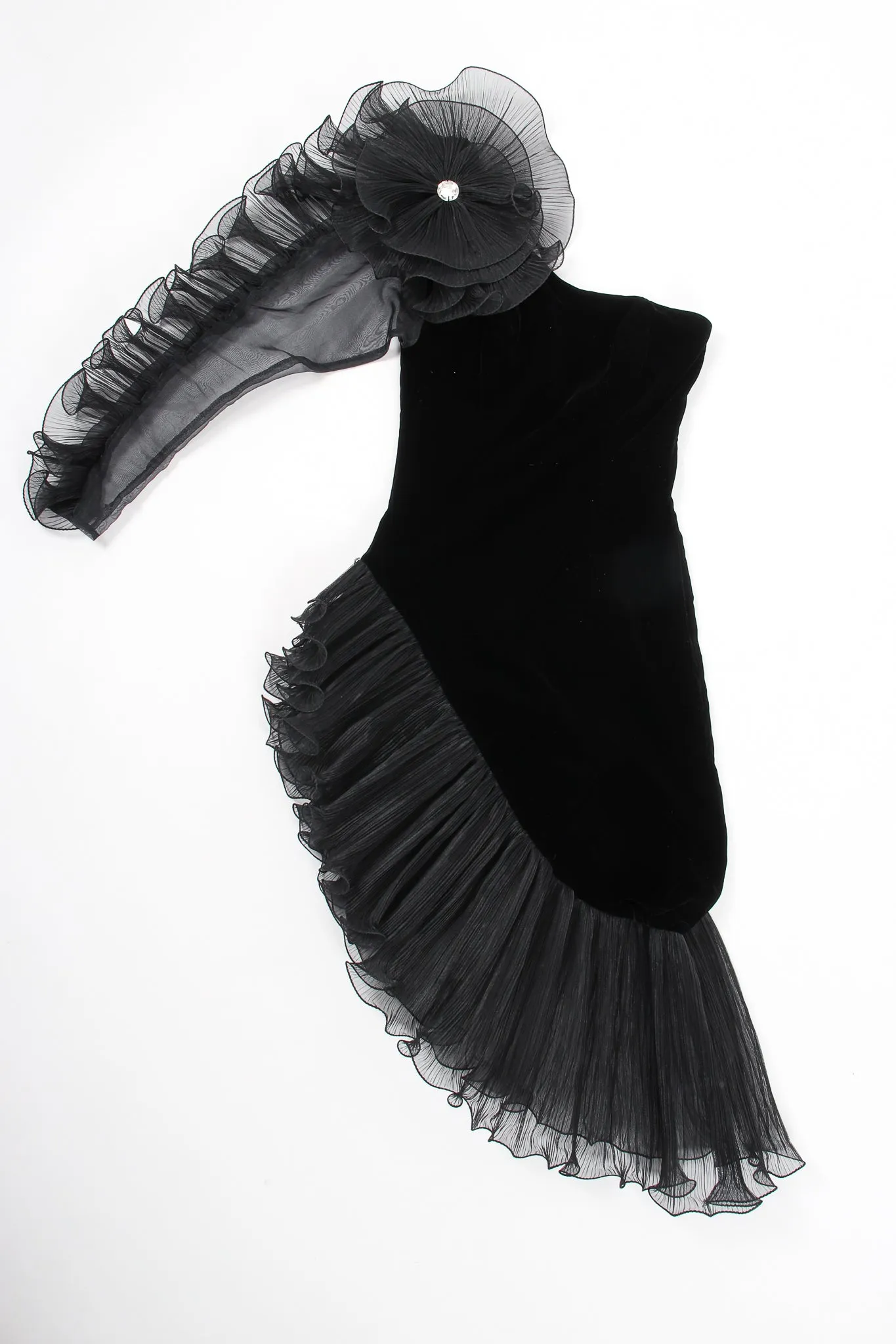 Sheer Side Ruffle Sleeve Dress