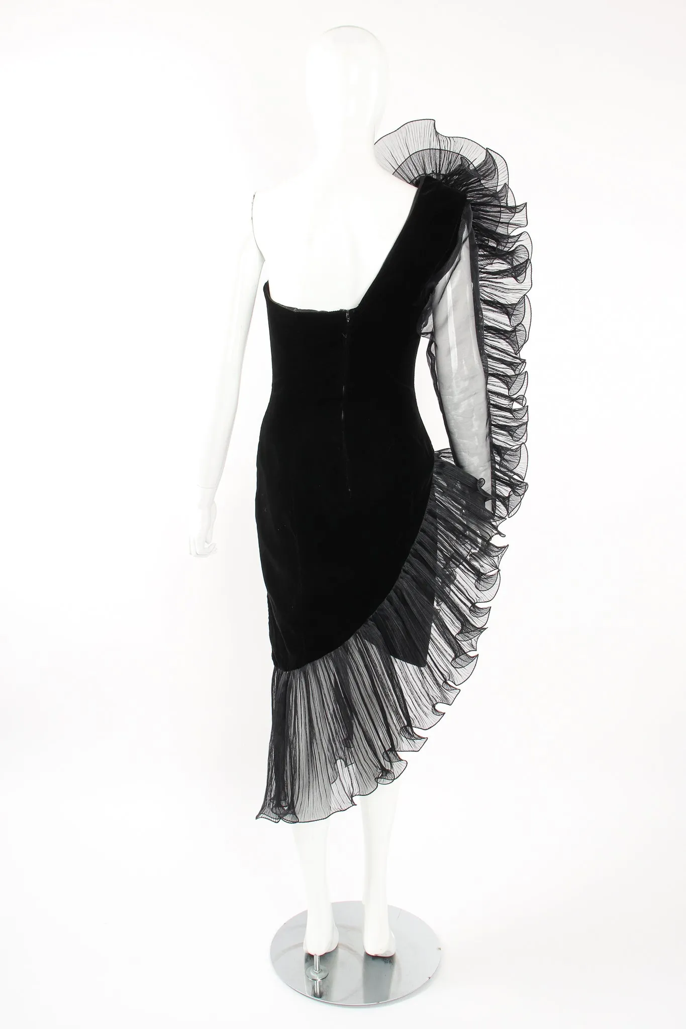 Sheer Side Ruffle Sleeve Dress