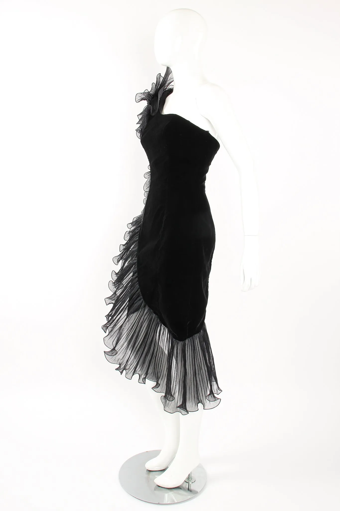 Sheer Side Ruffle Sleeve Dress