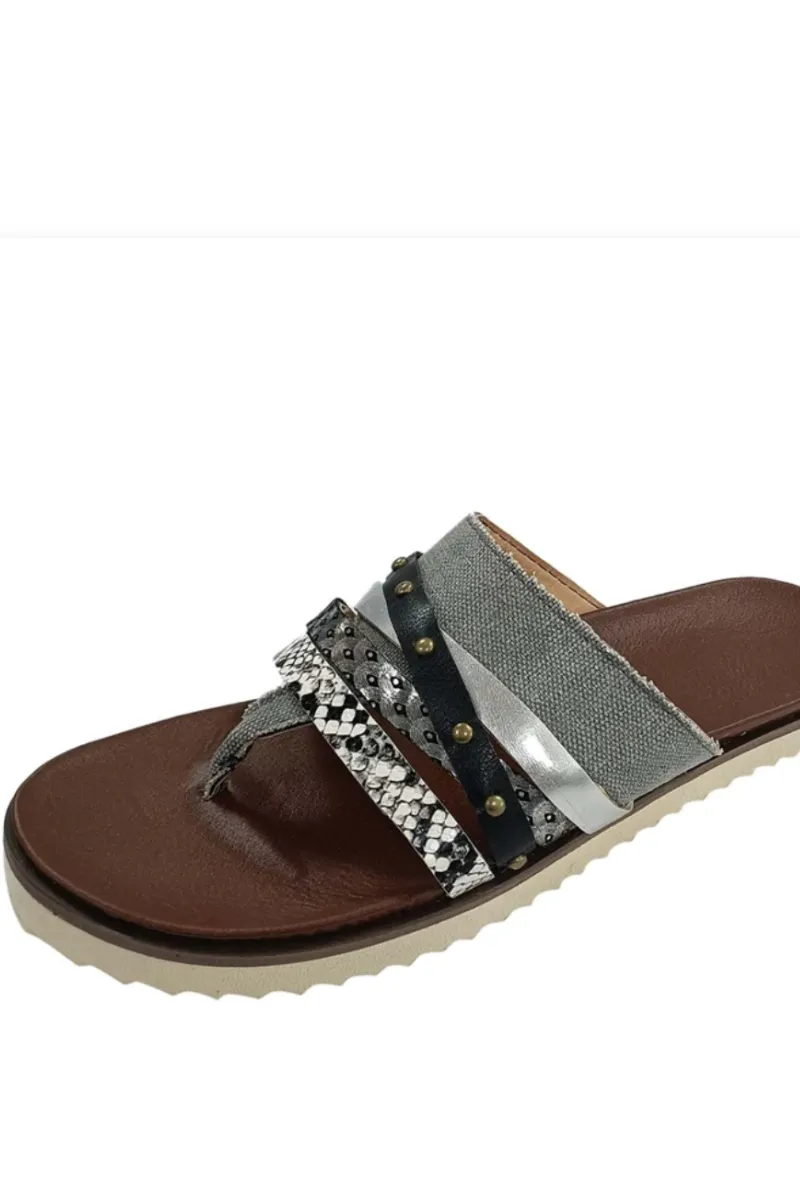 Silver Snake Strappy Sandal