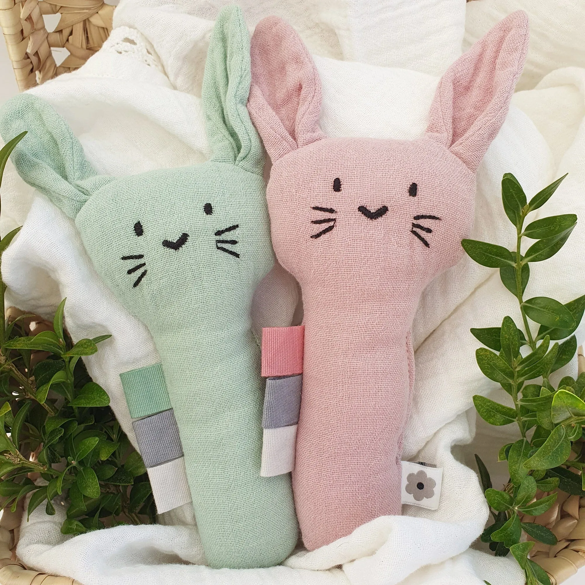 Soft Rabbit Rattle - Dusky Pink