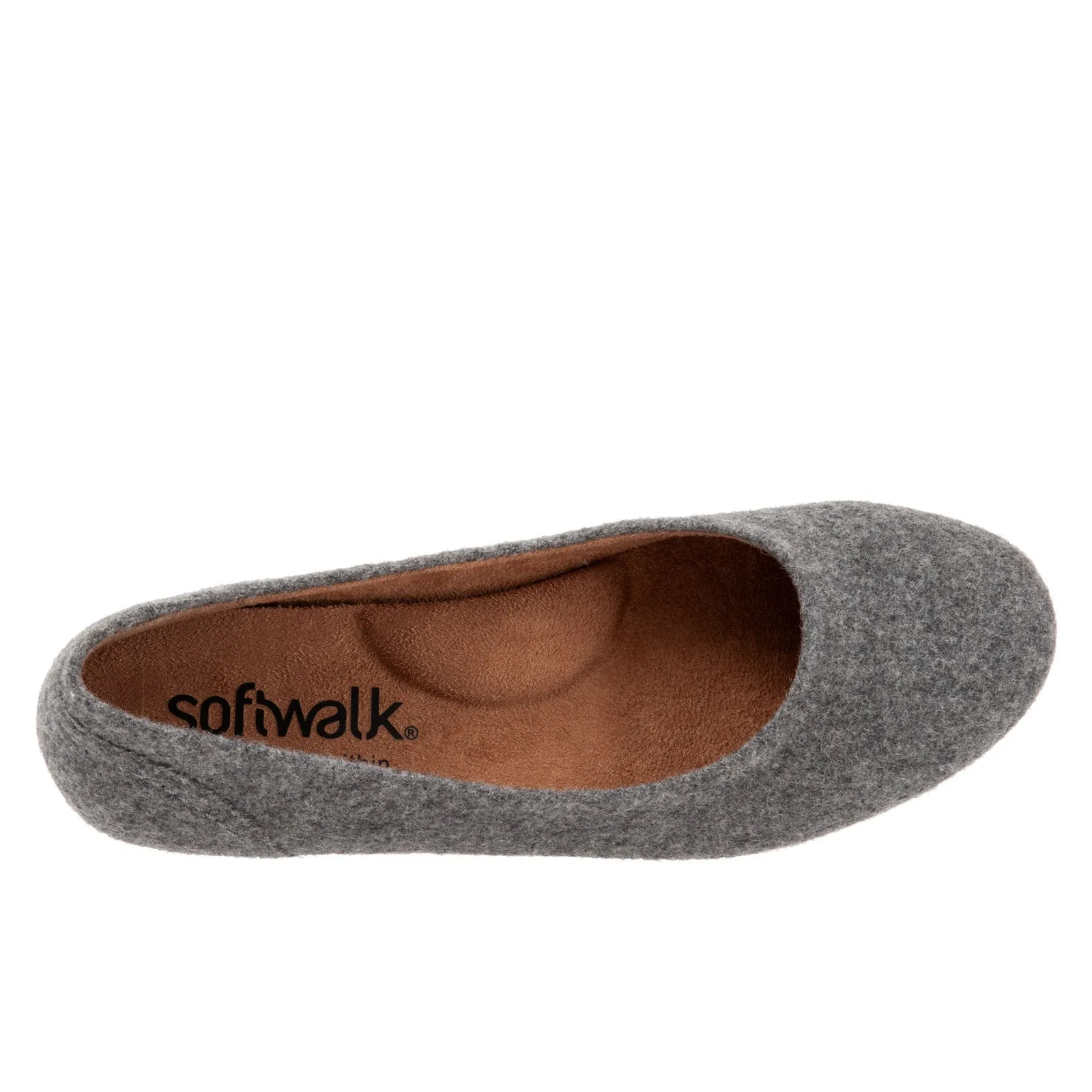 Softwalk Shiraz S2160-056 Womens Gray Leather Slip On Ballet Flats Shoes