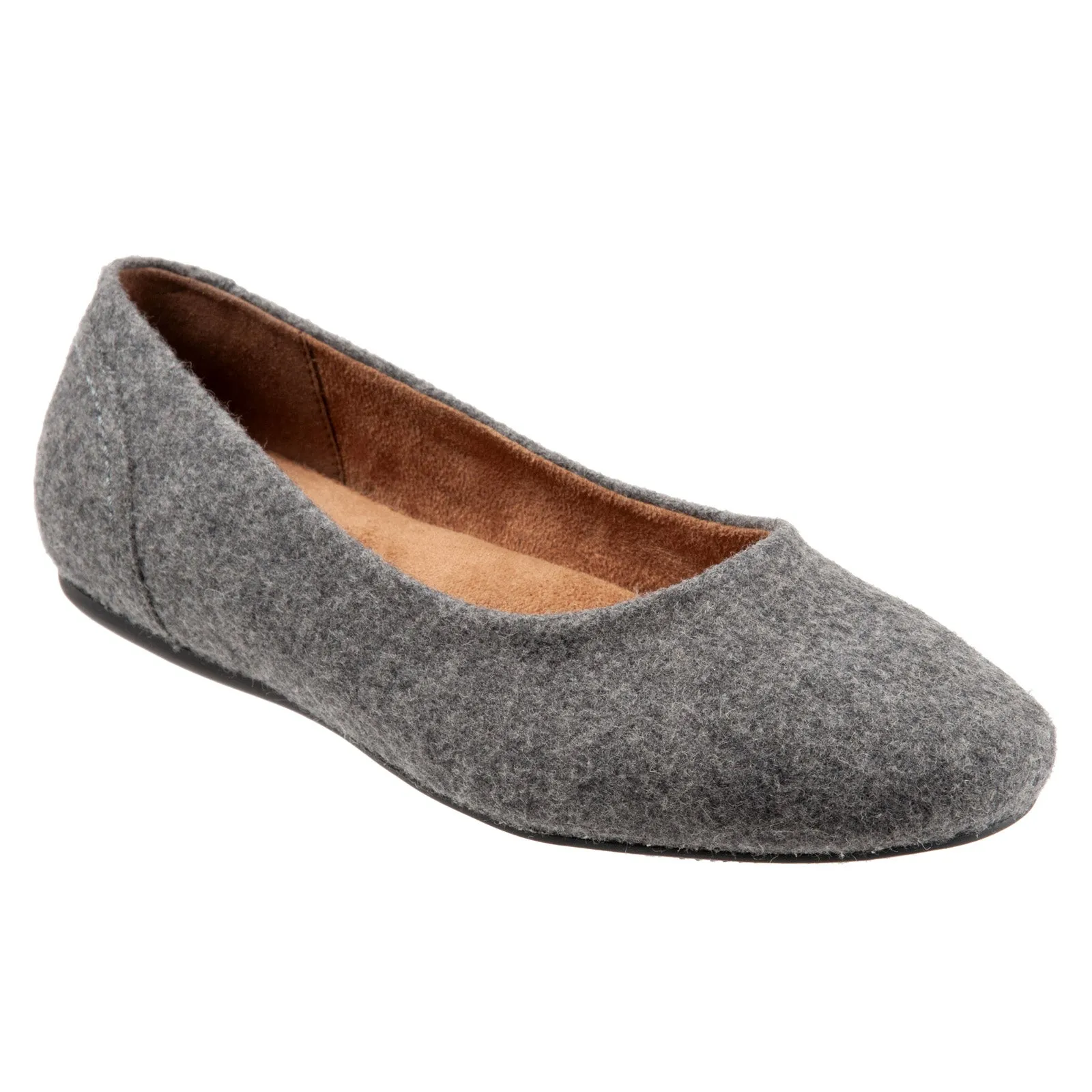 Softwalk Shiraz S2160-056 Womens Gray Leather Slip On Ballet Flats Shoes