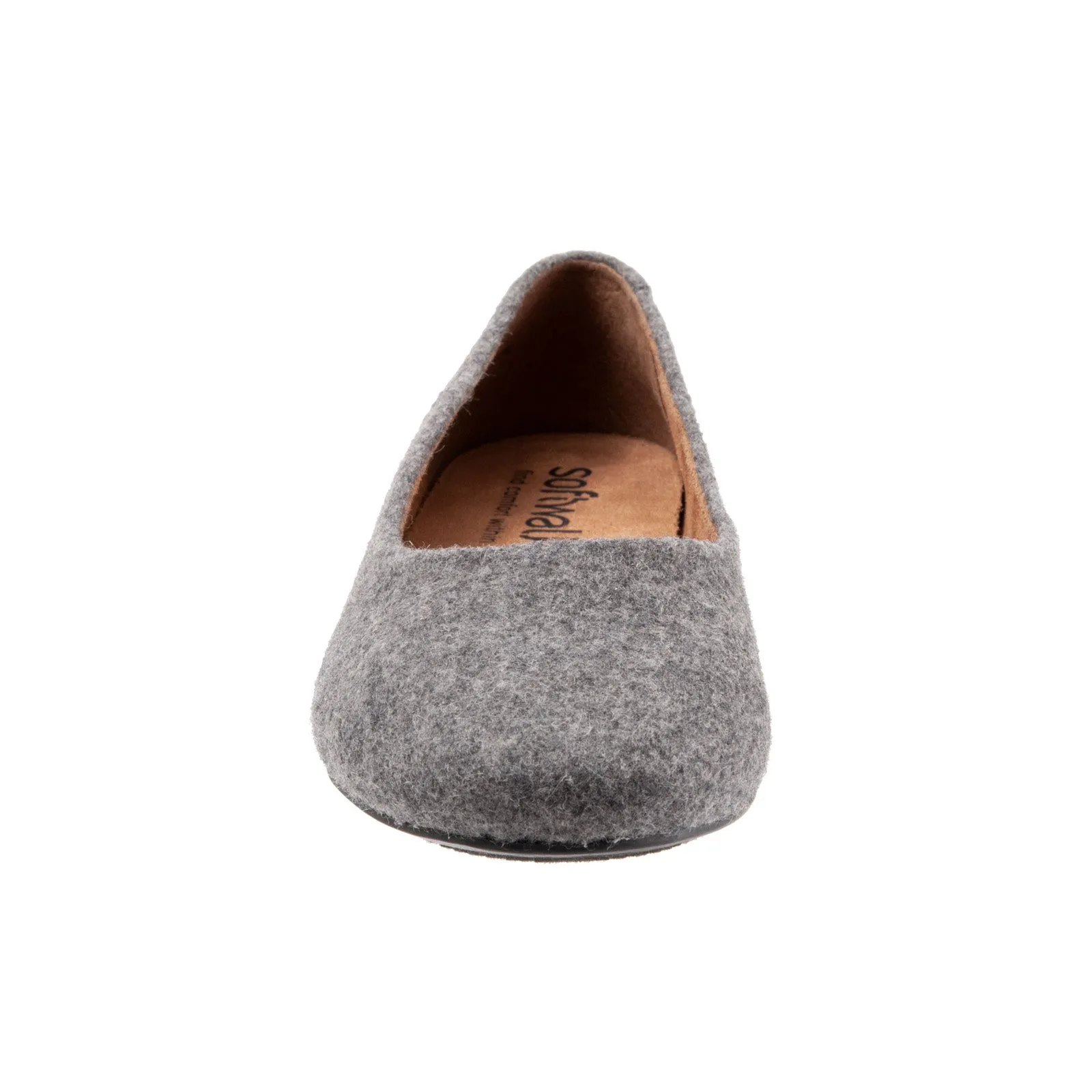 Softwalk Shiraz S2160-056 Womens Gray Leather Slip On Ballet Flats Shoes