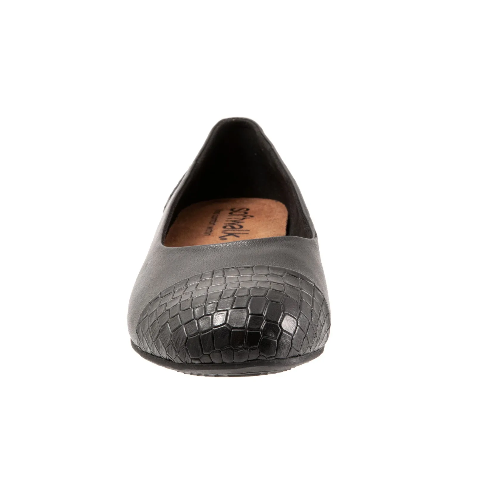 Softwalk Sonoma Cap Toe S1907-027 Womens Black Leather Ballet Flats Shoes