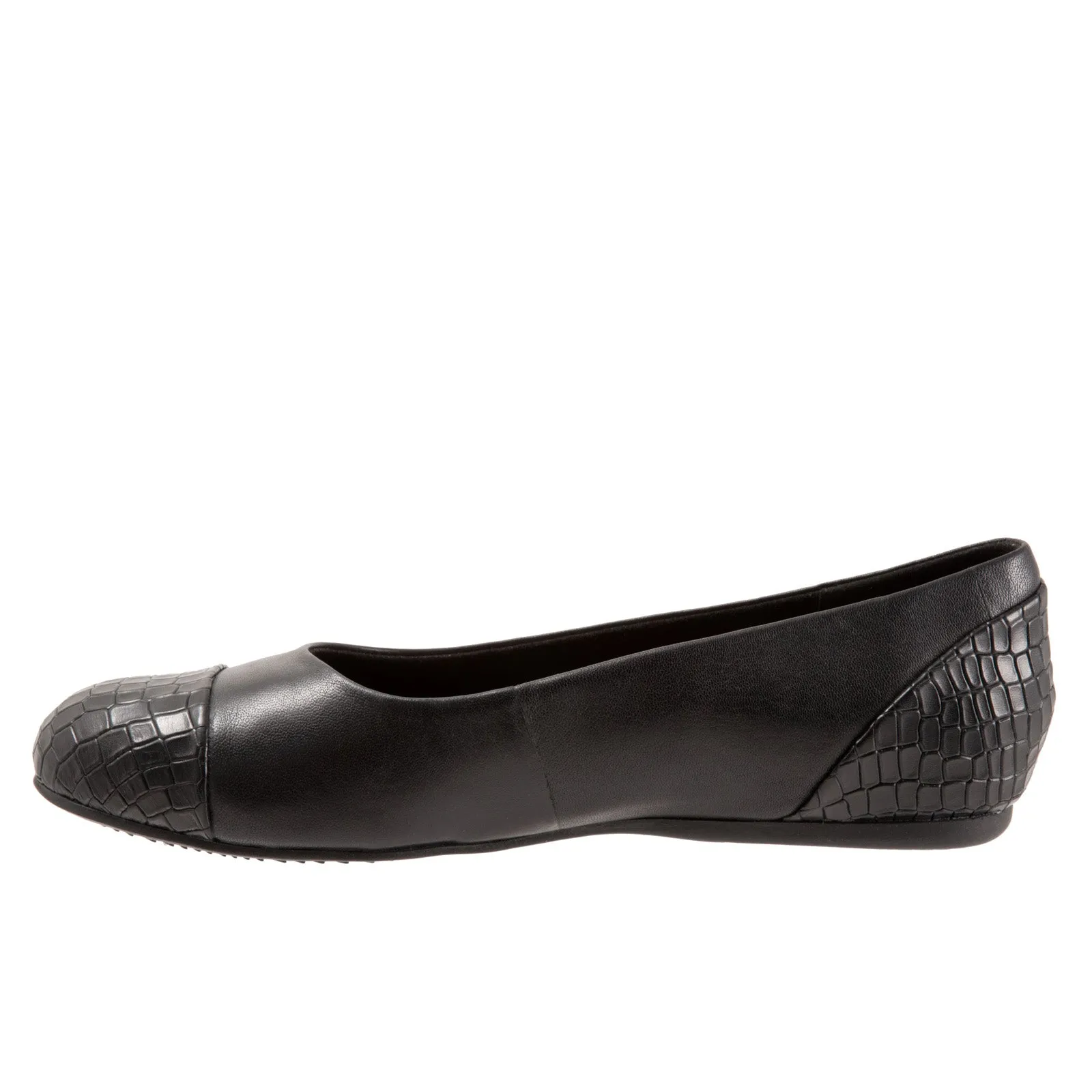Softwalk Sonoma Cap Toe S1907-027 Womens Black Leather Ballet Flats Shoes