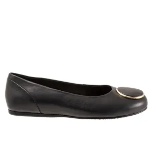 Softwalk Sonoma Halo S2257-001 Womens Black Leather Ballet Flats Shoes