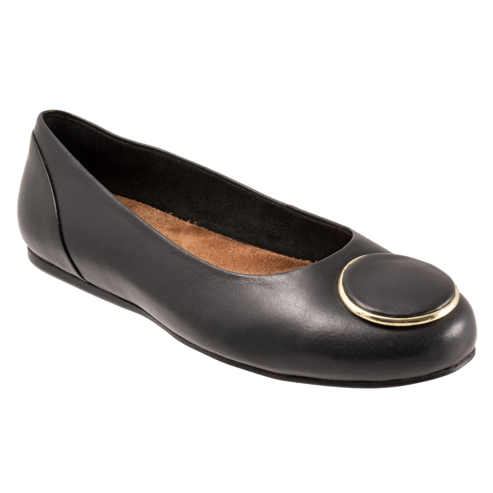 Softwalk Sonoma Halo S2257-001 Womens Black Leather Ballet Flats Shoes