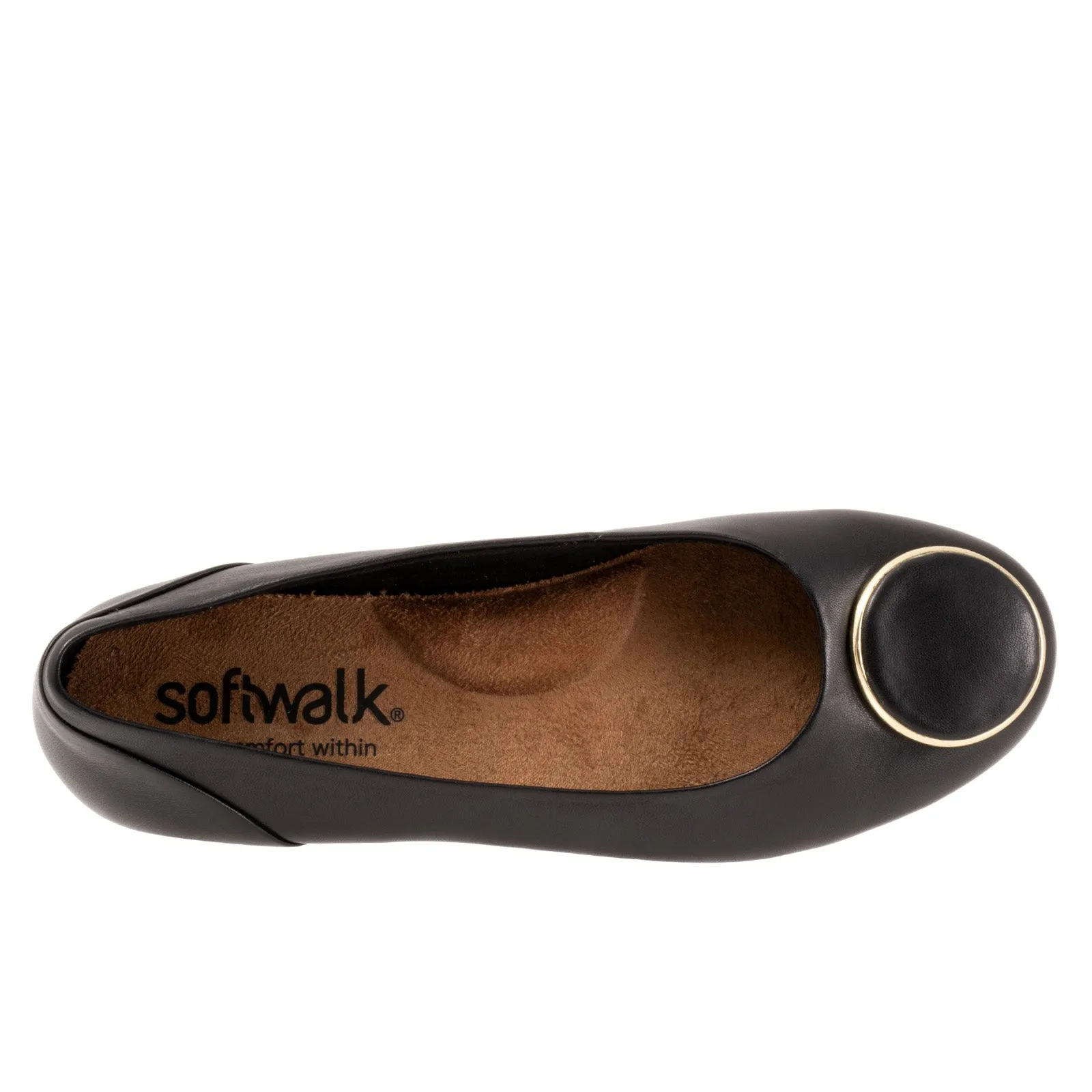 Softwalk Sonoma Halo S2257-001 Womens Black Leather Ballet Flats Shoes