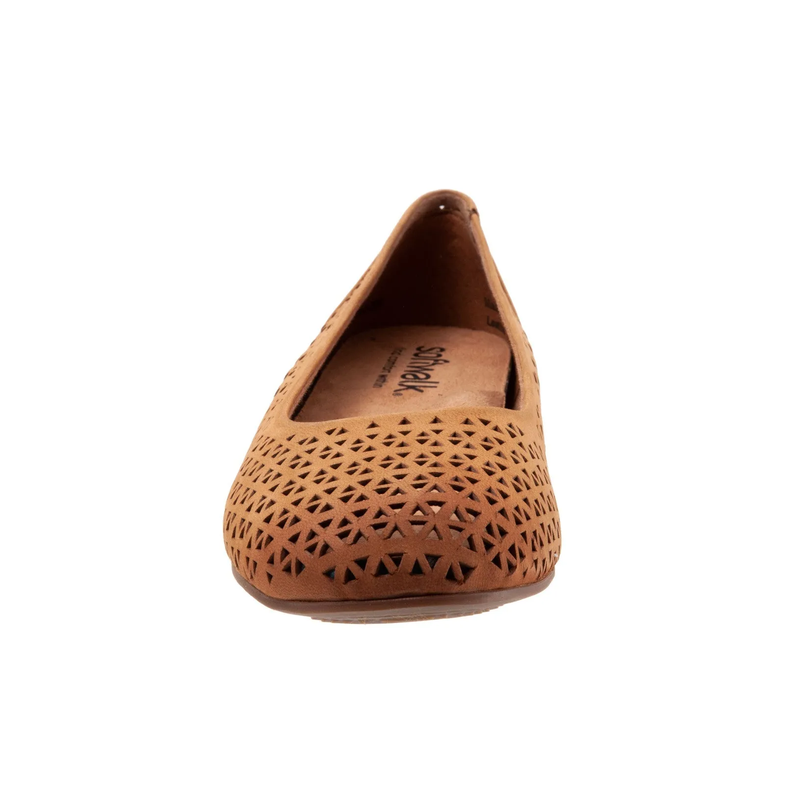 Softwalk Sonoma S1862-227 Womens Brown Leather Slip On Ballet Flats Shoes