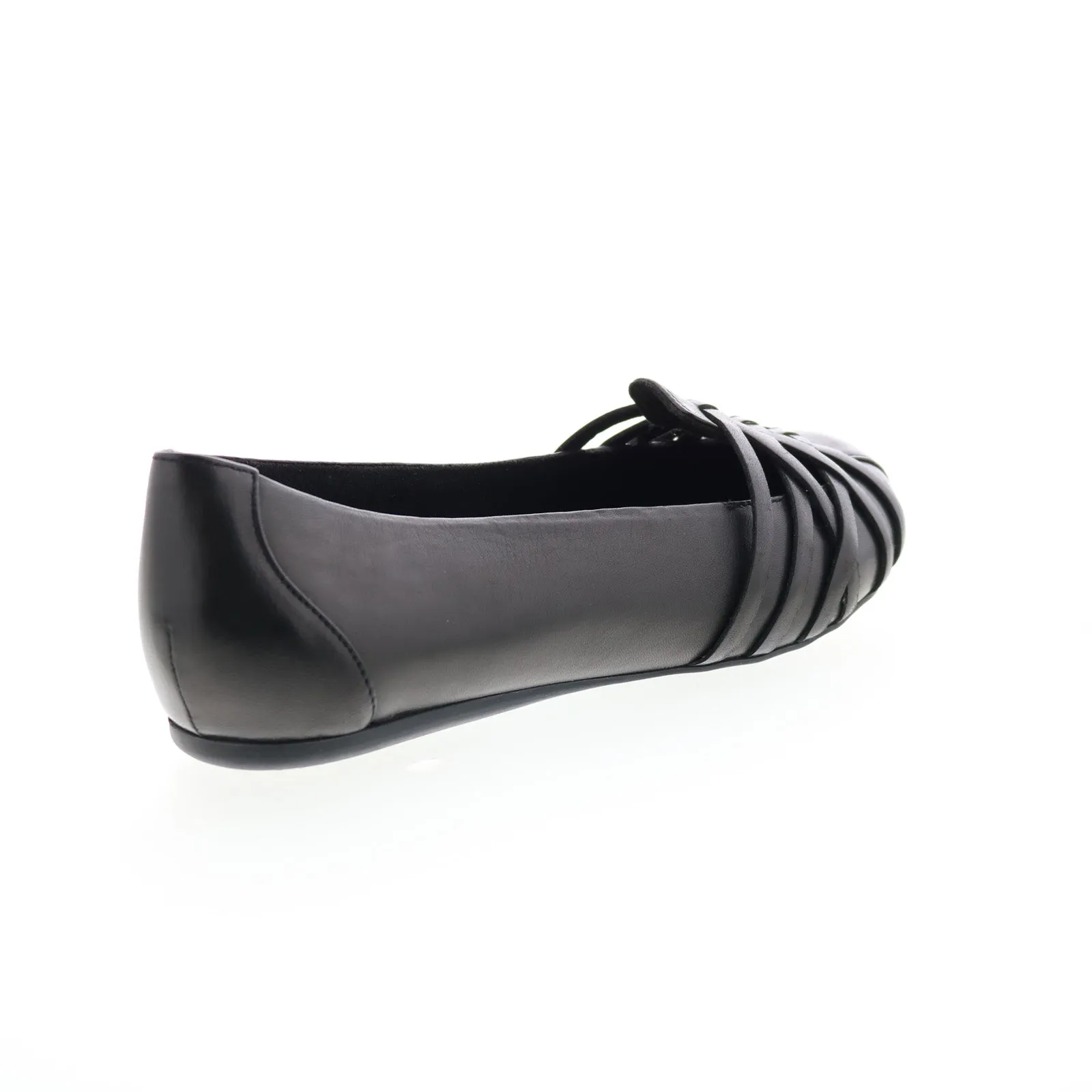 Softwalk St Lucia S2006-001 Womens Black Wide Leather Ballet Flats Shoes