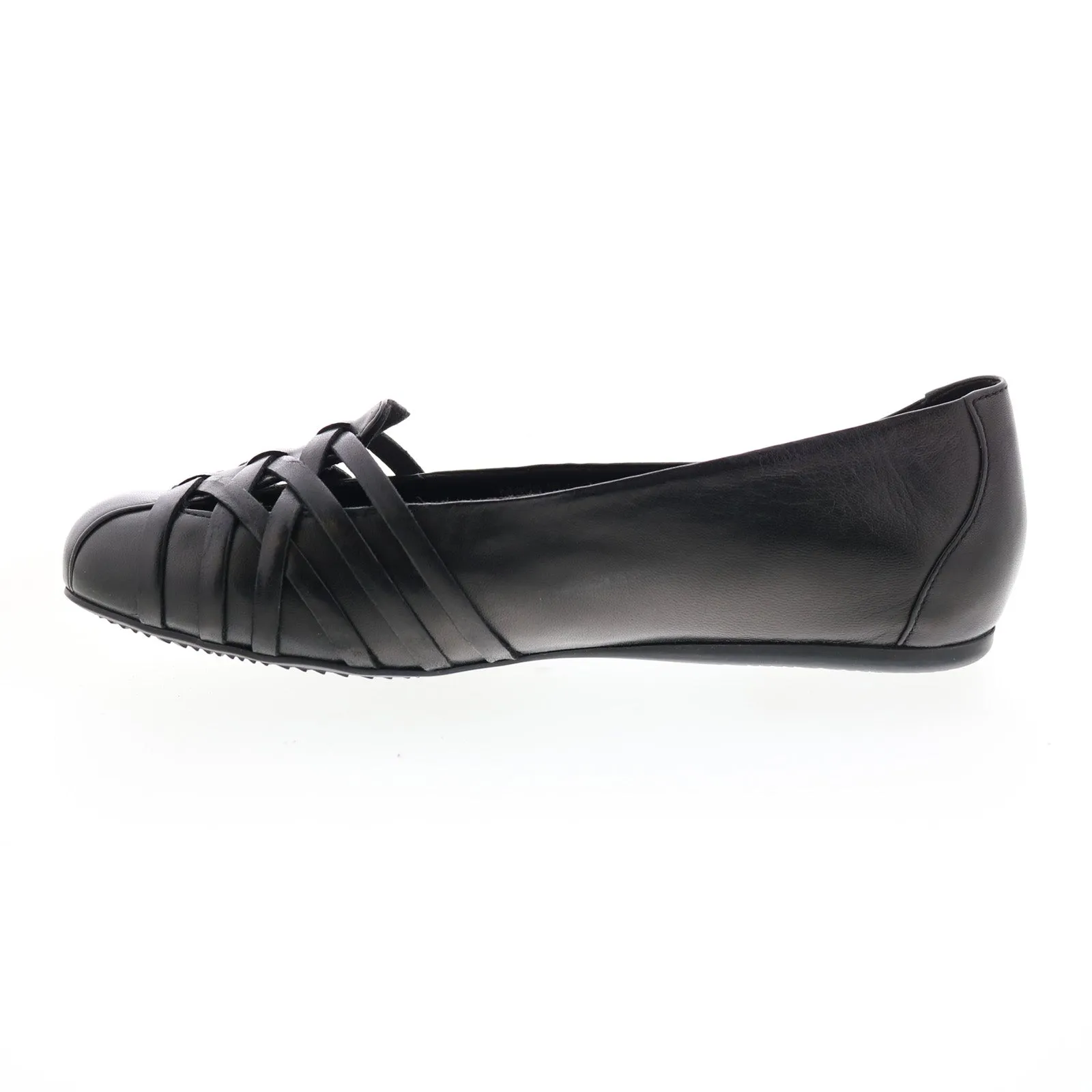 Softwalk St Lucia S2006-001 Womens Black Wide Leather Ballet Flats Shoes