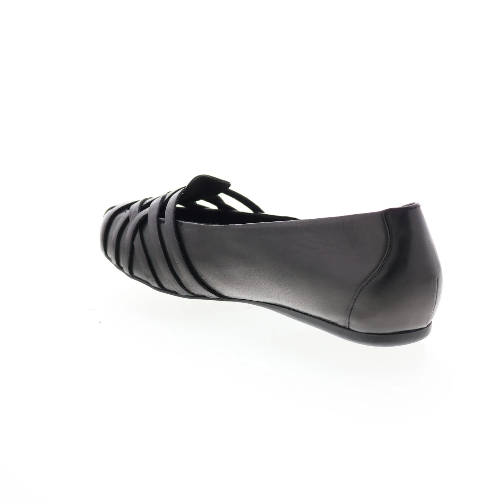 Softwalk St Lucia S2006-001 Womens Black Wide Leather Ballet Flats Shoes