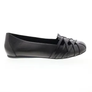 Softwalk St Lucia S2006-001 Womens Black Wide Leather Ballet Flats Shoes
