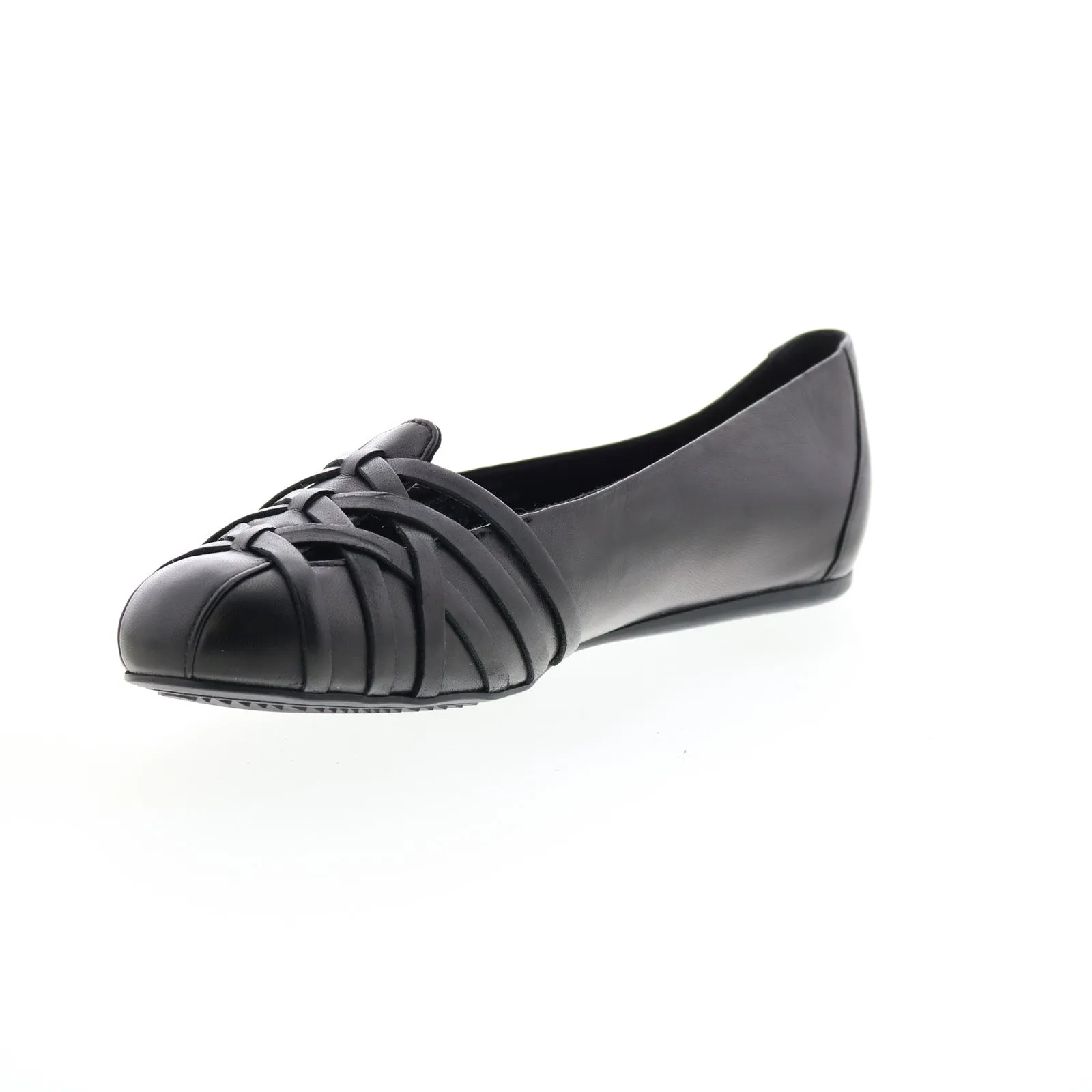 Softwalk St Lucia S2006-001 Womens Black Wide Leather Ballet Flats Shoes