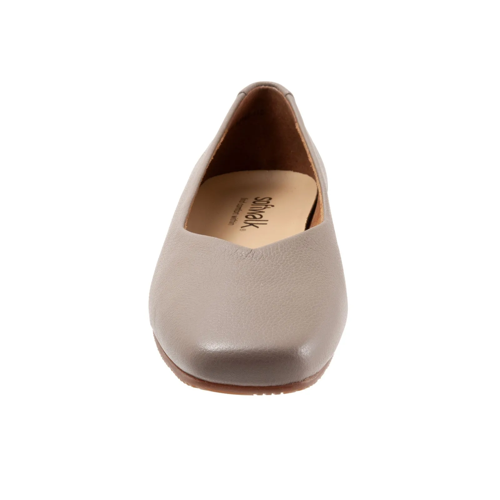 Softwalk Vellore S2162-110 Womens Brown Narrow Leather Ballet Flats Shoes