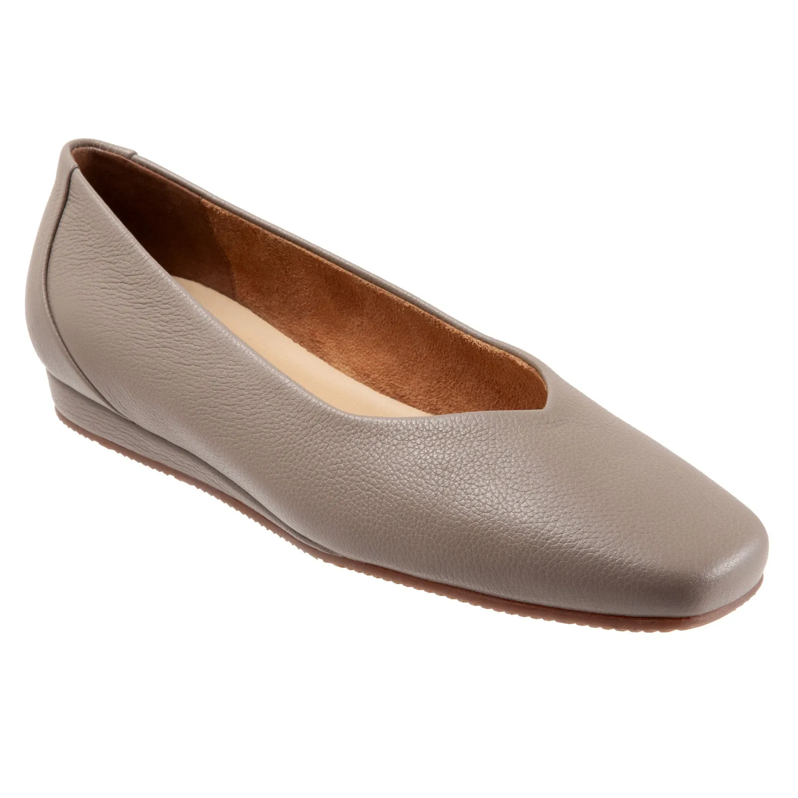 Softwalk Vellore S2162-110 Womens Brown Narrow Leather Ballet Flats Shoes
