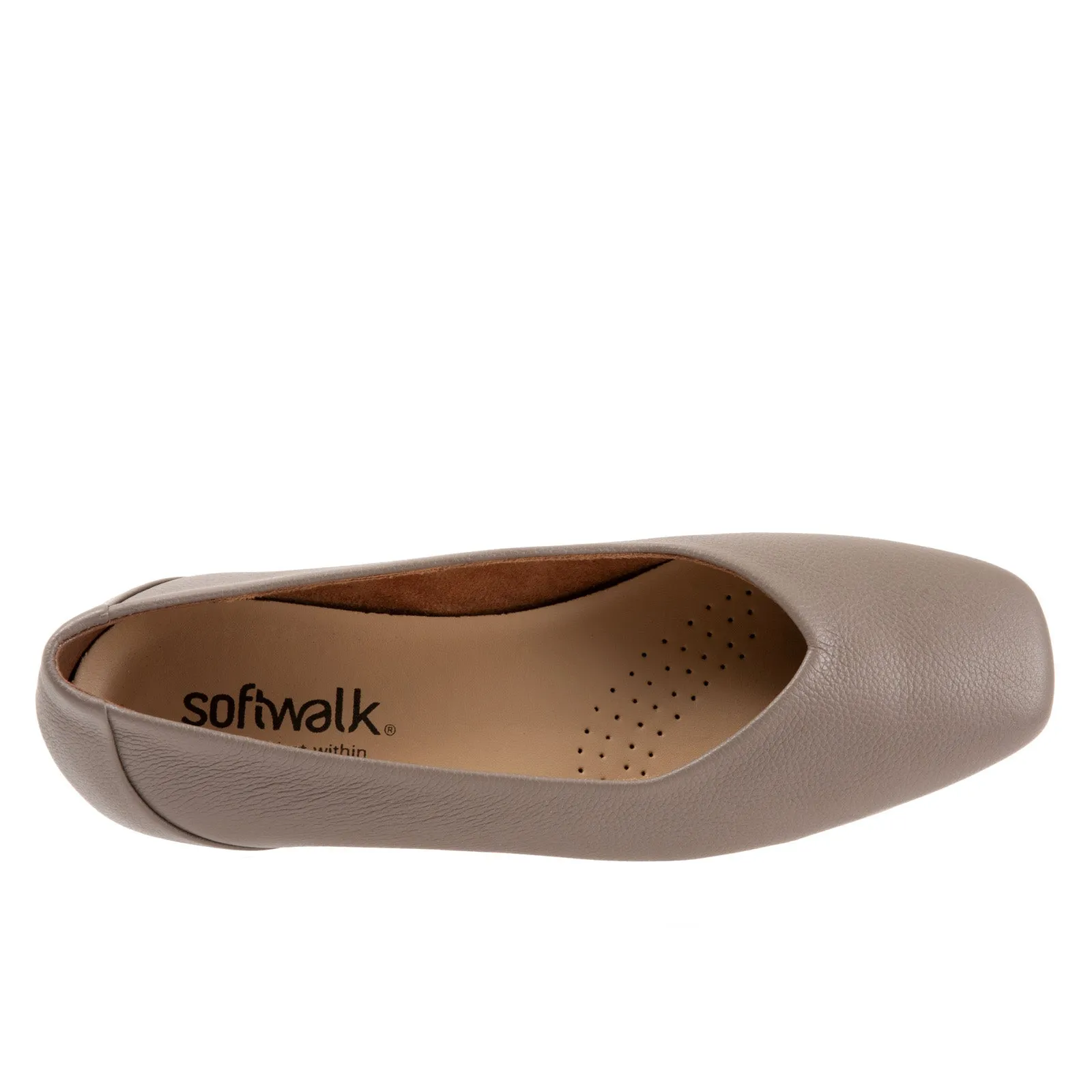 Softwalk Vellore S2162-110 Womens Brown Narrow Leather Ballet Flats Shoes