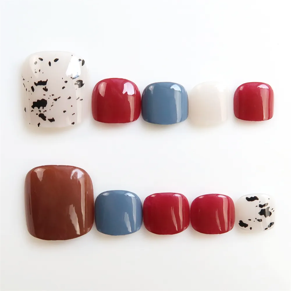 Square Toe Eggshell Red and Blue