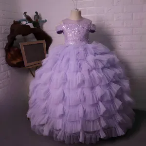Stage piano performance children's elegant evening dress sequin cake dress