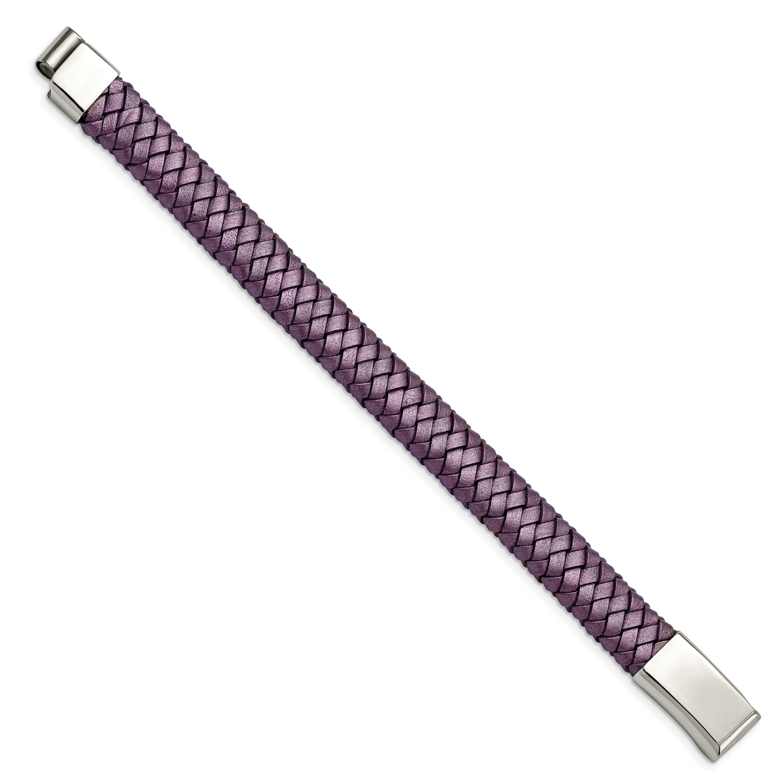 Stainless Metallic Purple Leather Bracelet