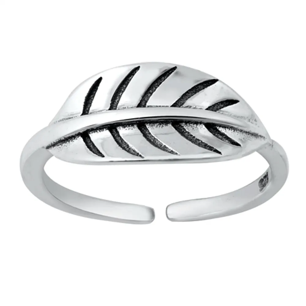 Sterling Silver Cute Leaf Toe Ring Adjustable Midi Fashion Band 925 New