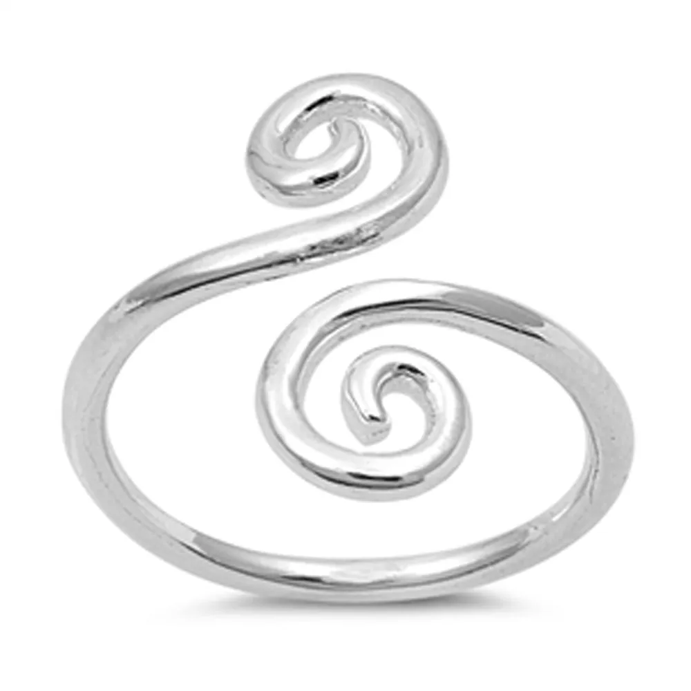Sterling Silver Polished Spiral Toe Ring Adjustable Swirl Midi Band .925 New