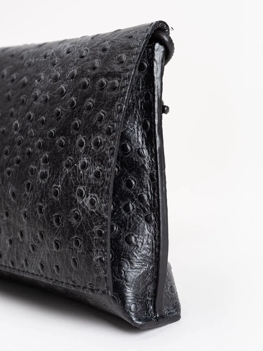 strappy foldover - embossed ostritch