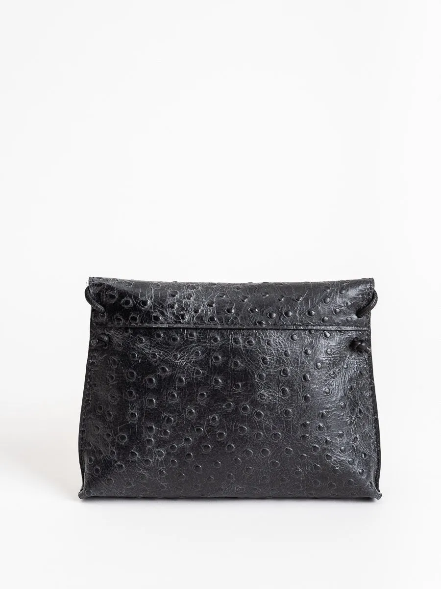 strappy foldover - embossed ostritch