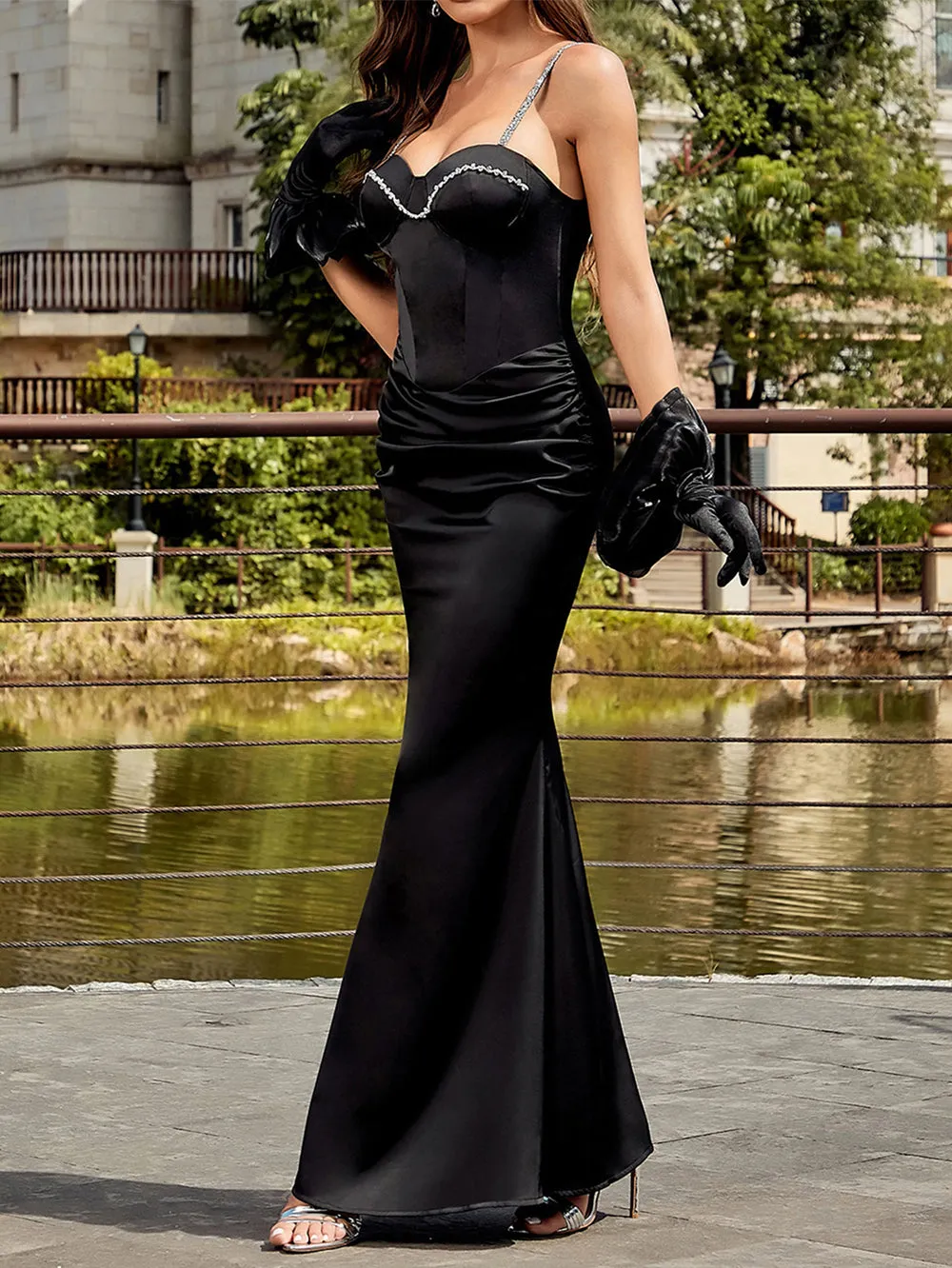 Strappy Sleeveless Elegant Maxi Bodycon Dress HB00381