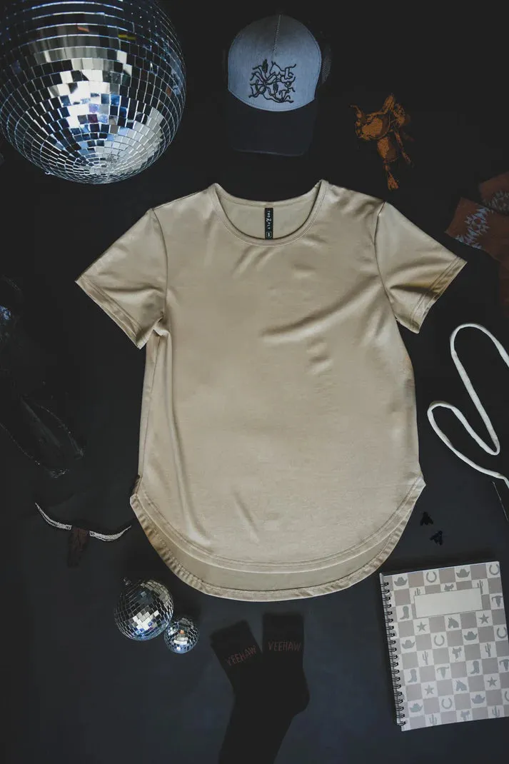 Swanky Leather Top - Sand