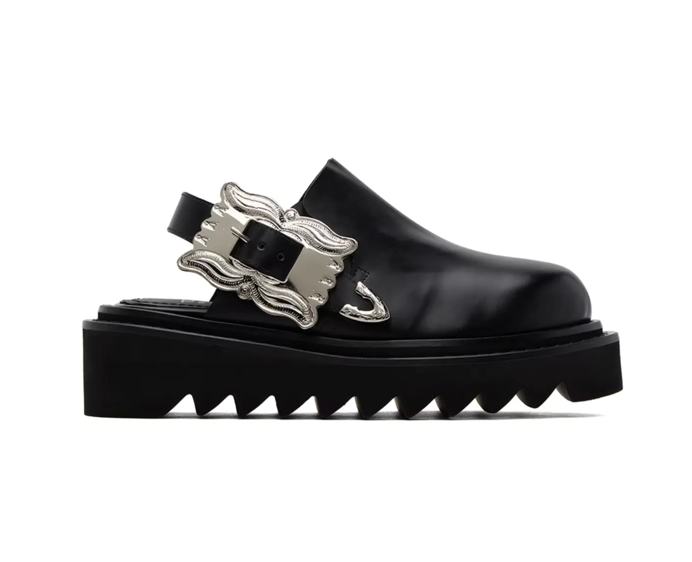 Toga Pulla Black Pin-Buckle Mules