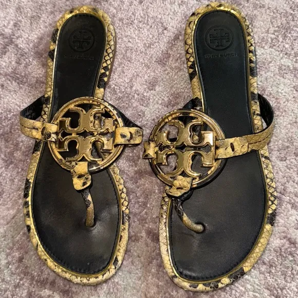Tory Burch Women’s 7 Gold Snakeskin Miller Sandals
