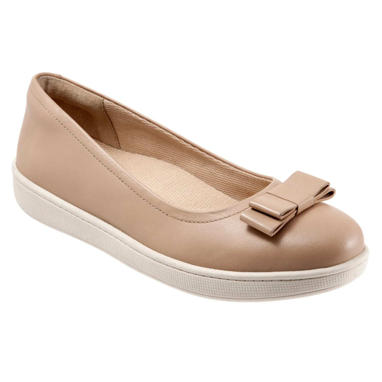 Trotters Avery T2202-130 Womens Brown Narrow Leather Ballet Flats Shoes