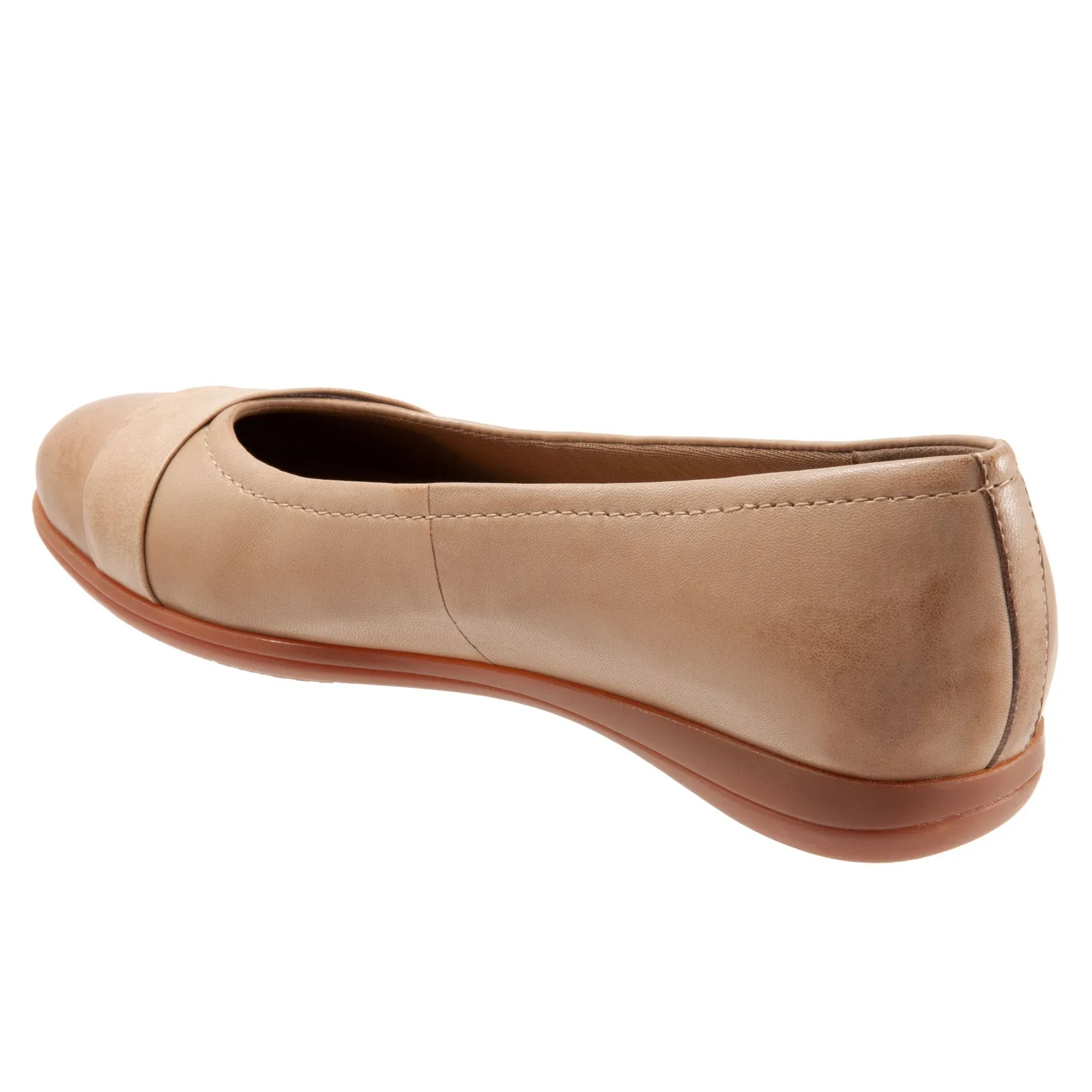 Trotters Danni T2155-234 Womens Beige Wide Leather Ballet Flats Shoes