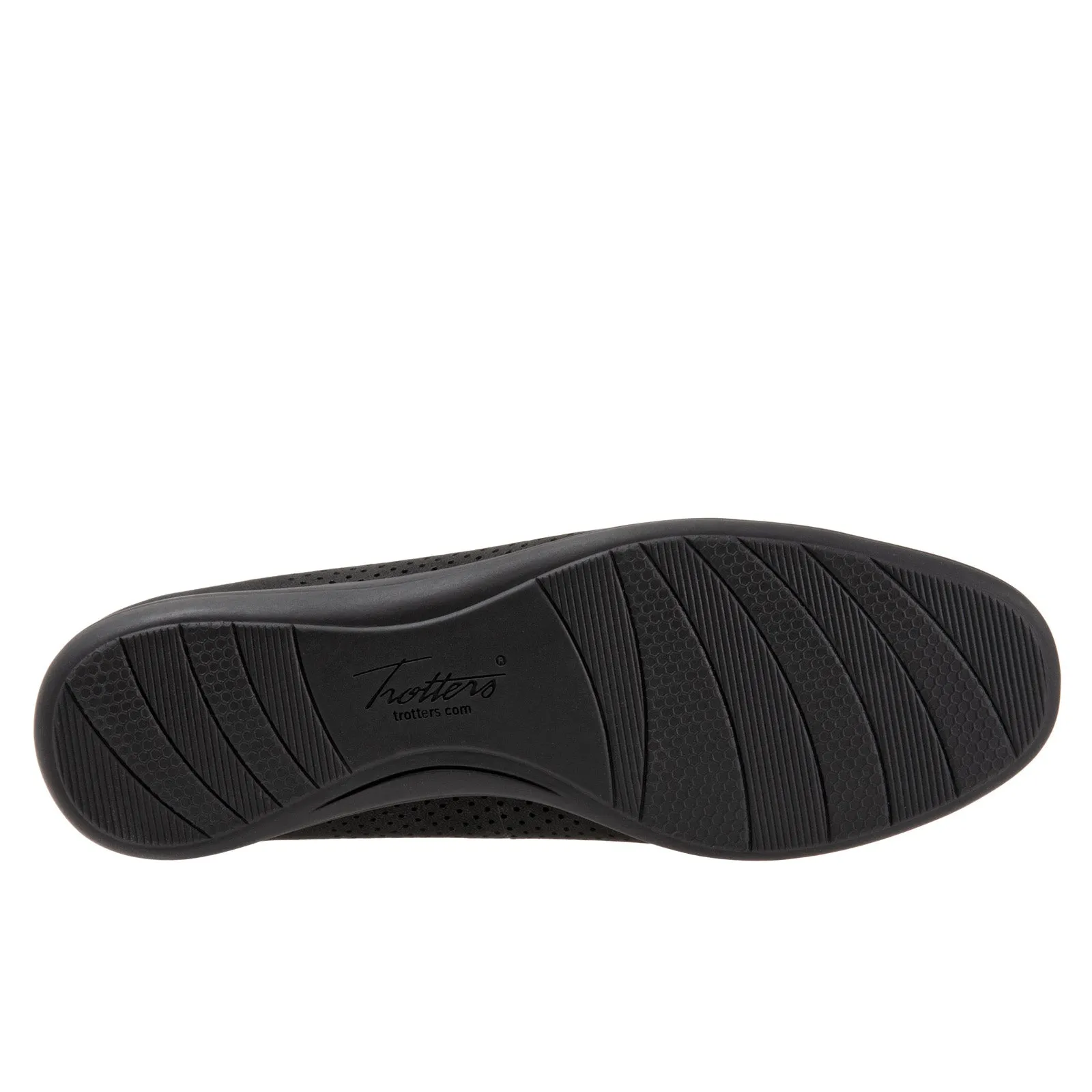 Trotters Darcey T1904-021 Womens Black Leather Slip On Ballet Flats Shoes