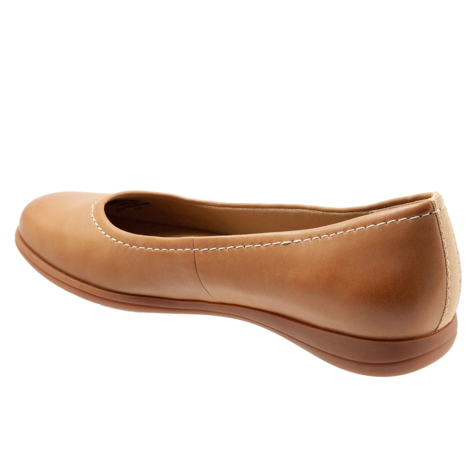 Trotters Darcey T1904-253 Womens Brown Wide Leather Ballet Flats Shoes