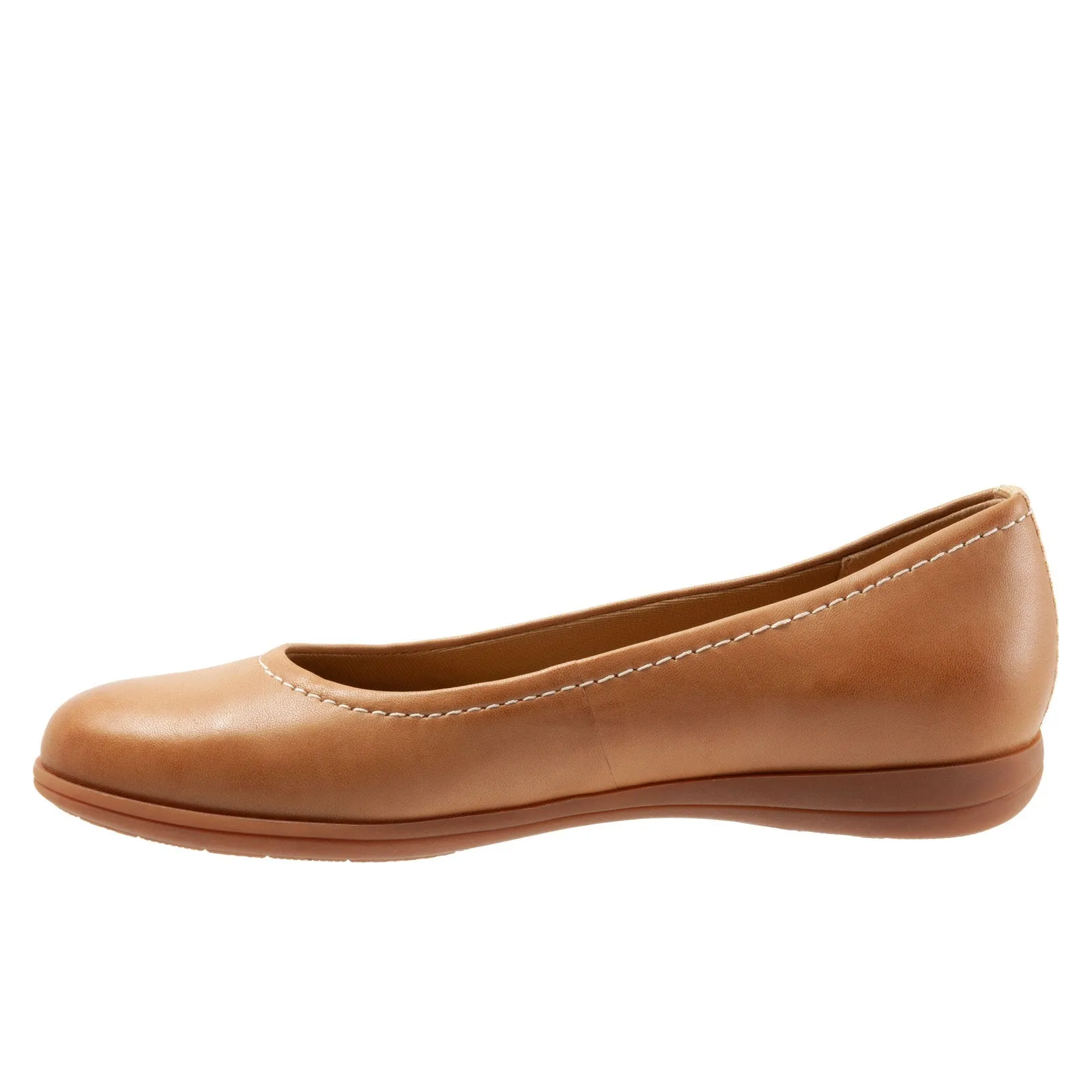 Trotters Darcey T1904-253 Womens Brown Wide Leather Ballet Flats Shoes