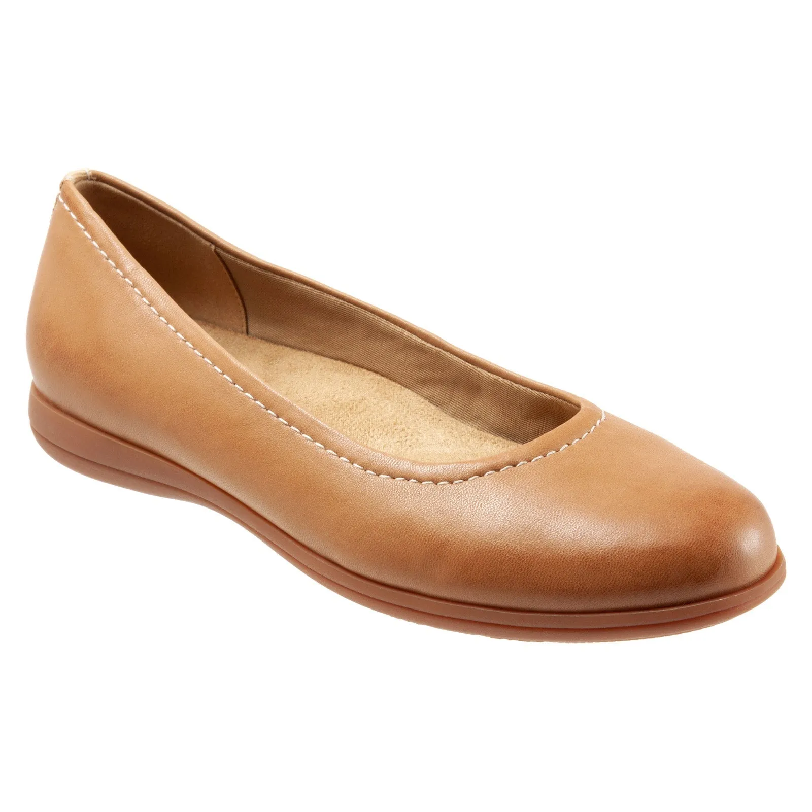 Trotters Darcey T1904-253 Womens Brown Wide Leather Ballet Flats Shoes
