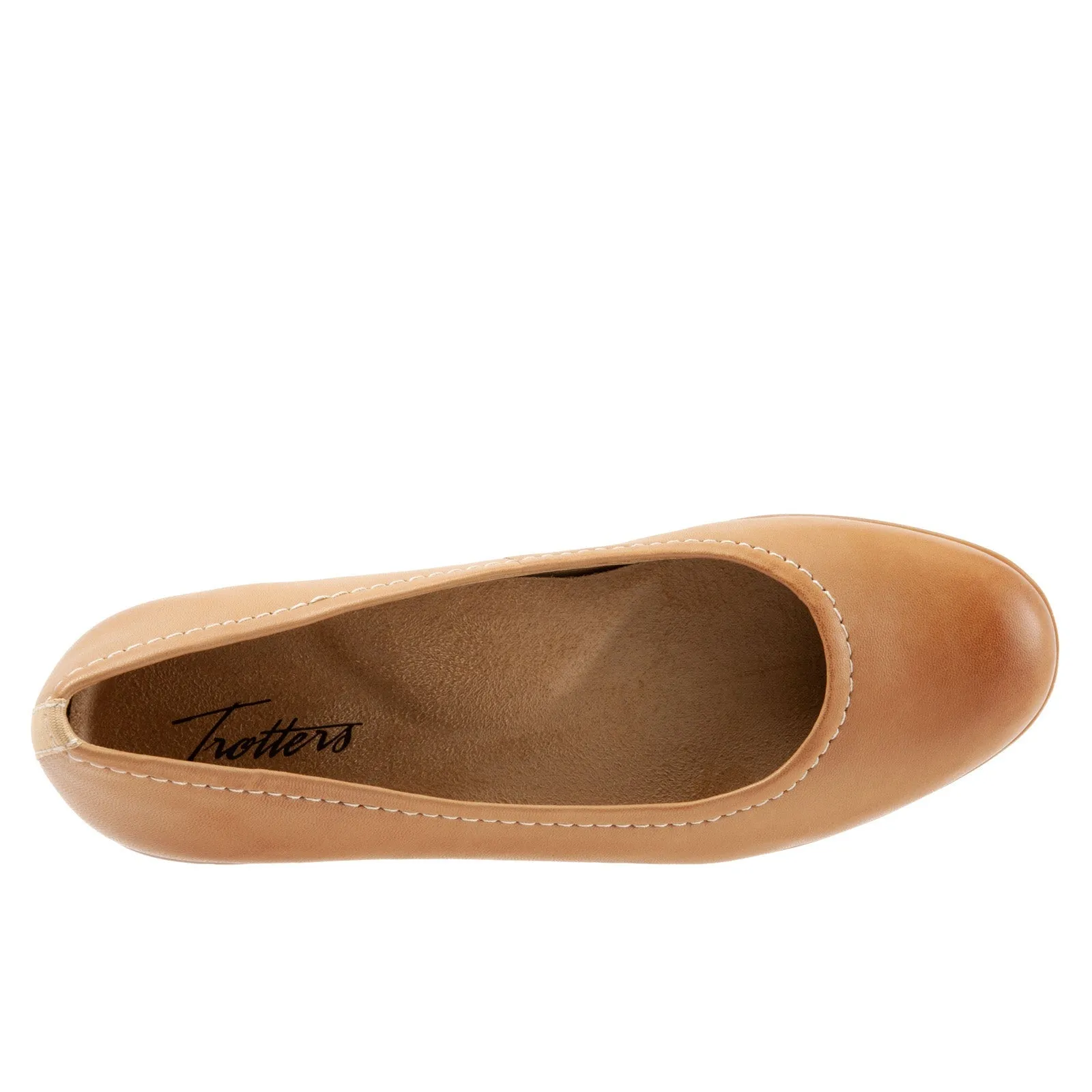 Trotters Darcey T1904-253 Womens Brown Wide Leather Ballet Flats Shoes
