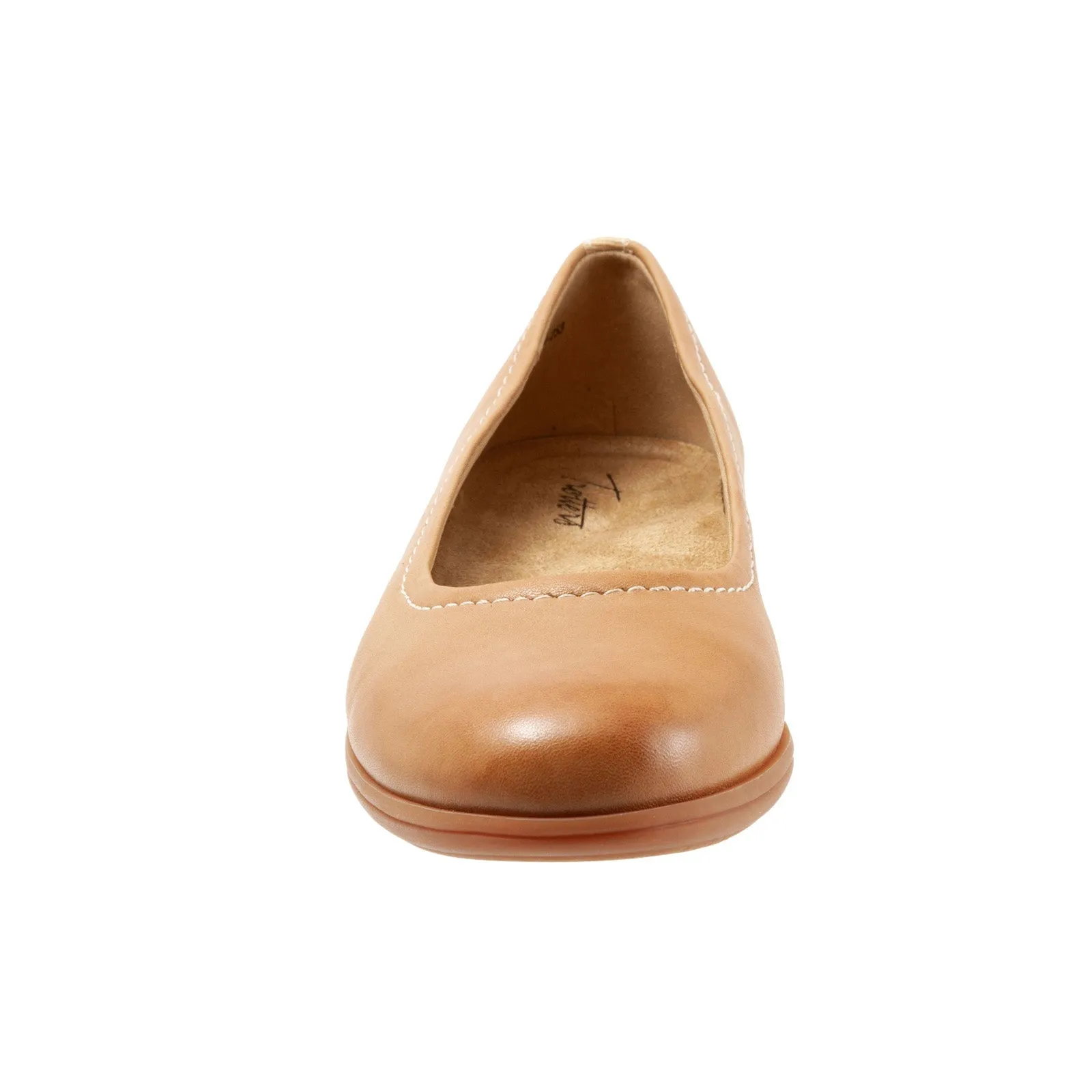 Trotters Darcey T1904-253 Womens Brown Wide Leather Ballet Flats Shoes