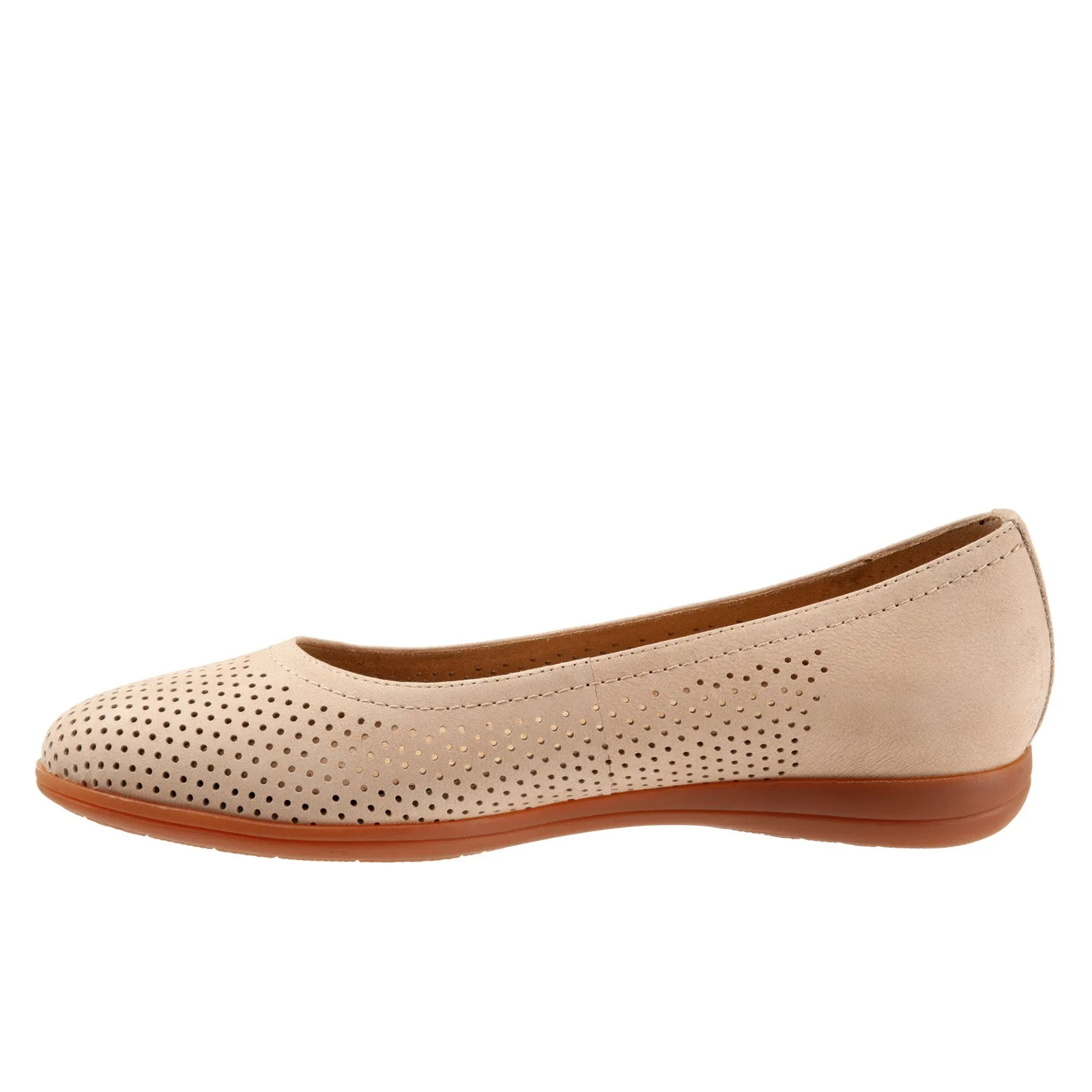 Trotters Darcey T1904-277 Womens Beige Wide Leather Ballet Flats Shoes